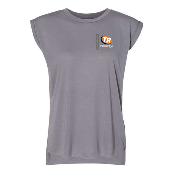 BELLA + CANVAS - Women’s Flowy Rolled Cuffs Muscle Tee - Printed Logo Thumbnail